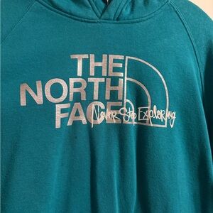 The North Face Turquoise Sweatshirt with Silver Logo